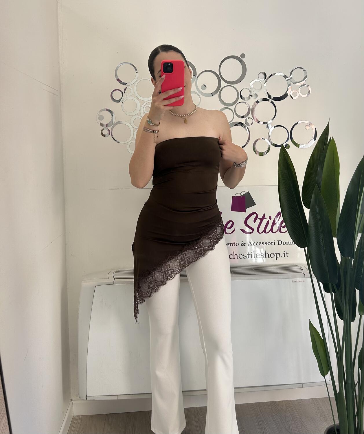NOVITÀ Top a fascia asimmetrico con pizzo