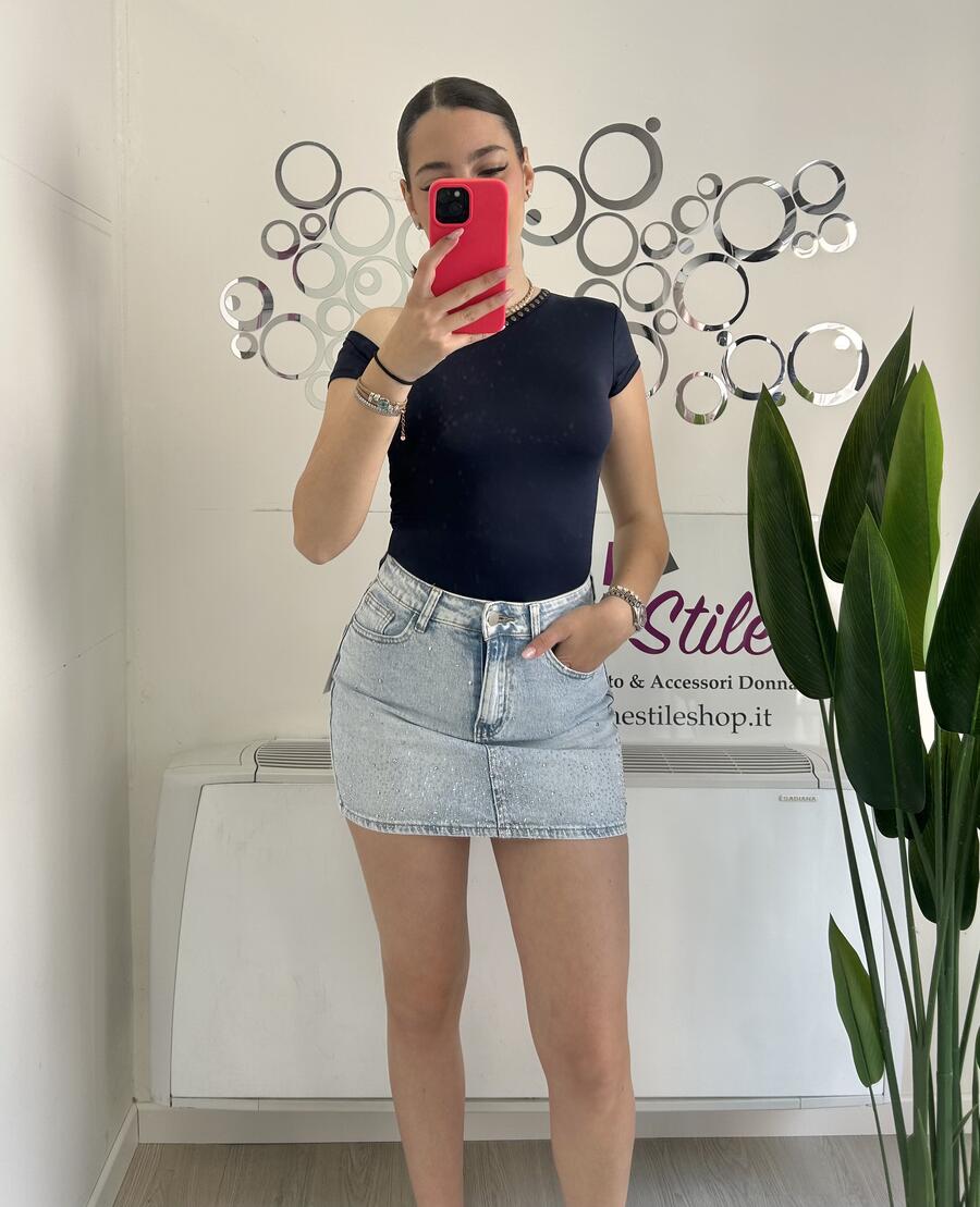NOVITÀ Mini gonna in denim brillantini LAVAGGIO CHIARO
