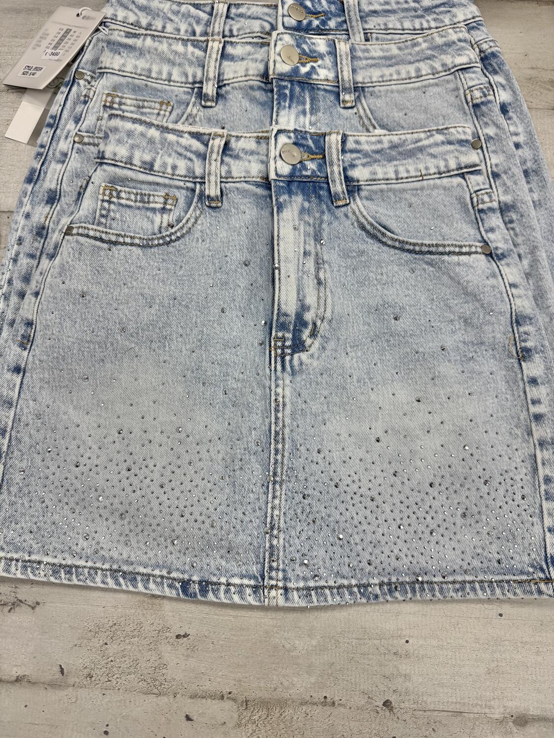 NOVITÀ Mini gonna in denim brillantini LAVAGGIO CHIARO