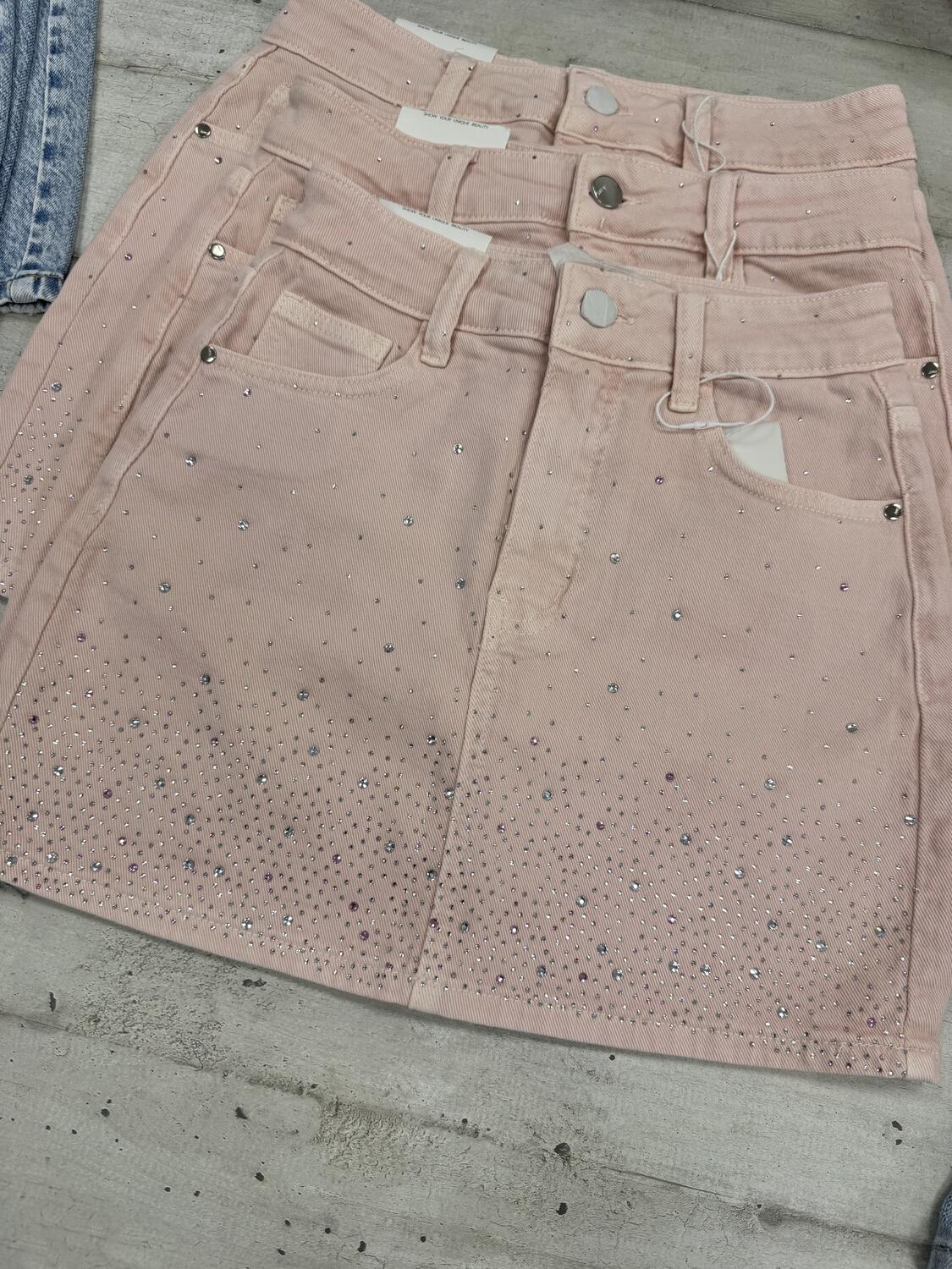 NOVITÀ Mini gonna in denim brillantini ROSA