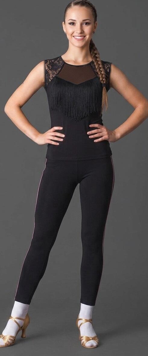 U330 Elastic Lace and Fringed Tank Top