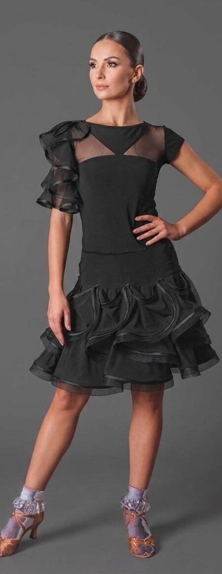 Gonna per balli latini con volant bordinati in tulle rigido U341