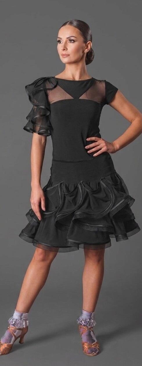 Gonna per balli latini con volant bordinati in tulle rigido  U341