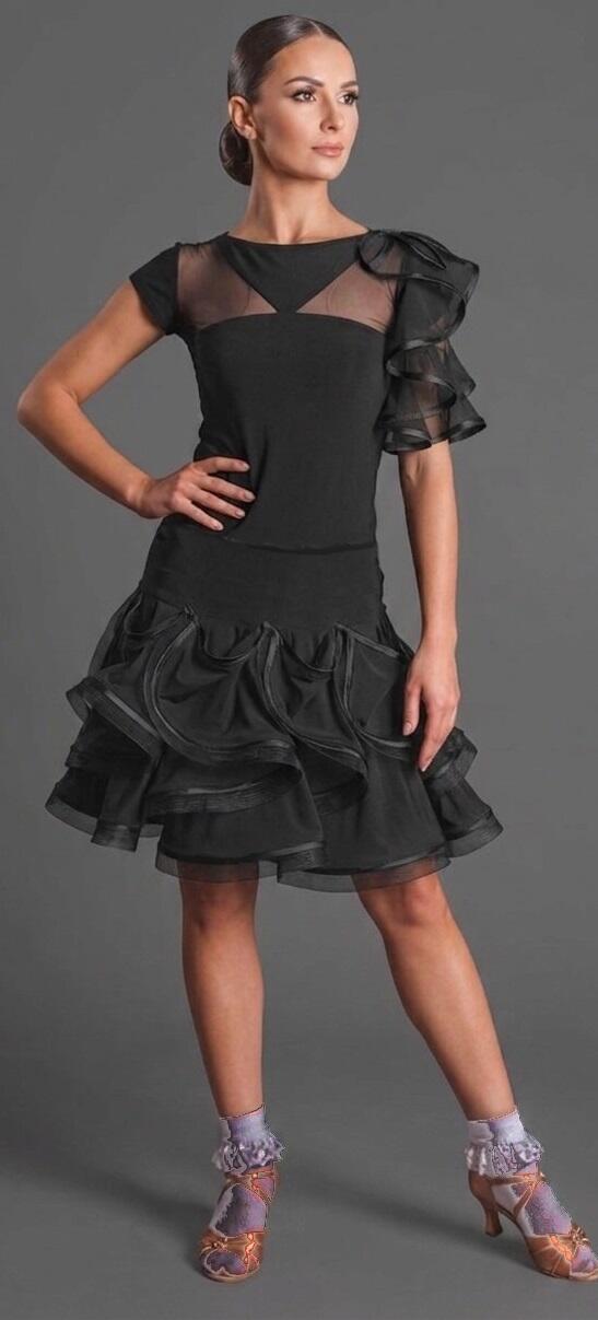 Gonna per balli latini con volant bordinati in tulle rigido  U341