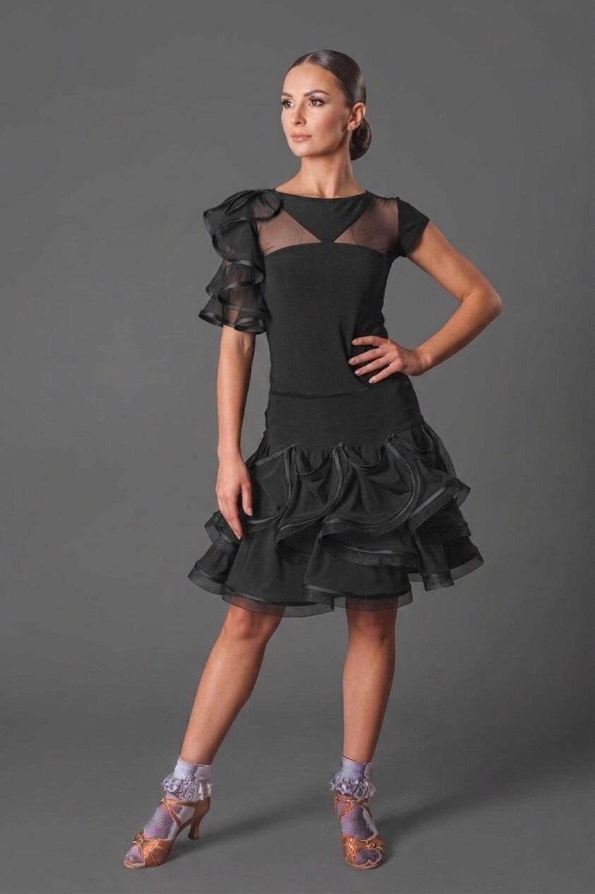 Gonna per balli latini con volant bordinati in tulle rigido  U341