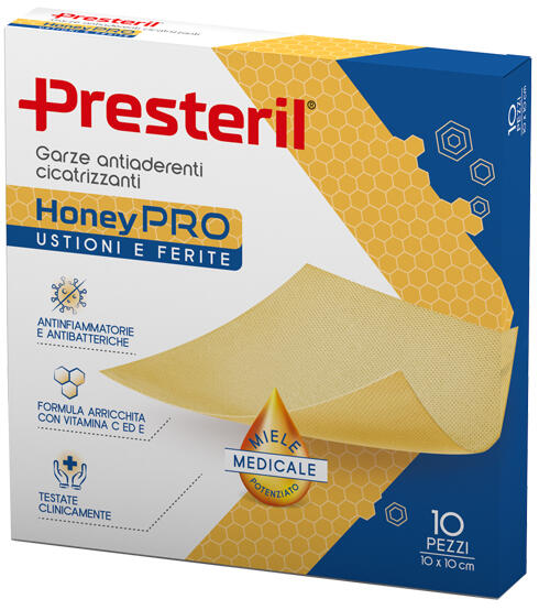 Presteril Honey PRO Ustioni e Ferite - Garze Antiaderenti Cicatrizanti