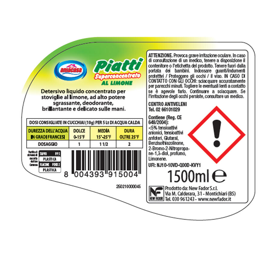 Detersivo Piatti AMAPIATTI al Limone 1500 ml AMACASA