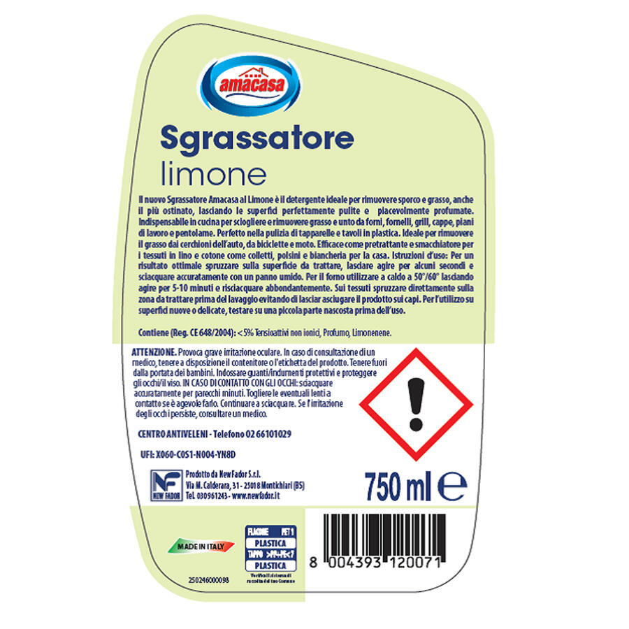 Detergente Sgrassatore Universale al Limone 750 ml AMACASA