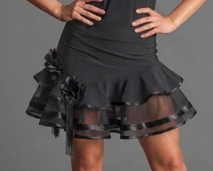 Latin dance skirt with ruffles and stiff tulle trim U355