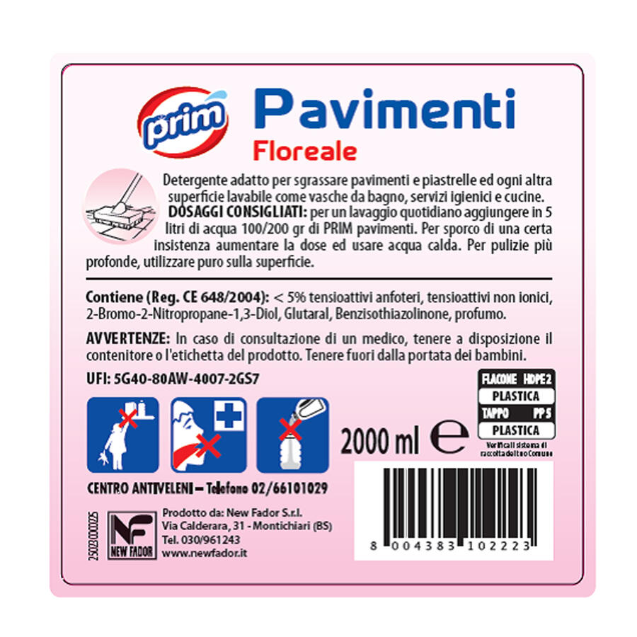 Detergente per Pavimenti profumo Floreale 2 lt PRIM