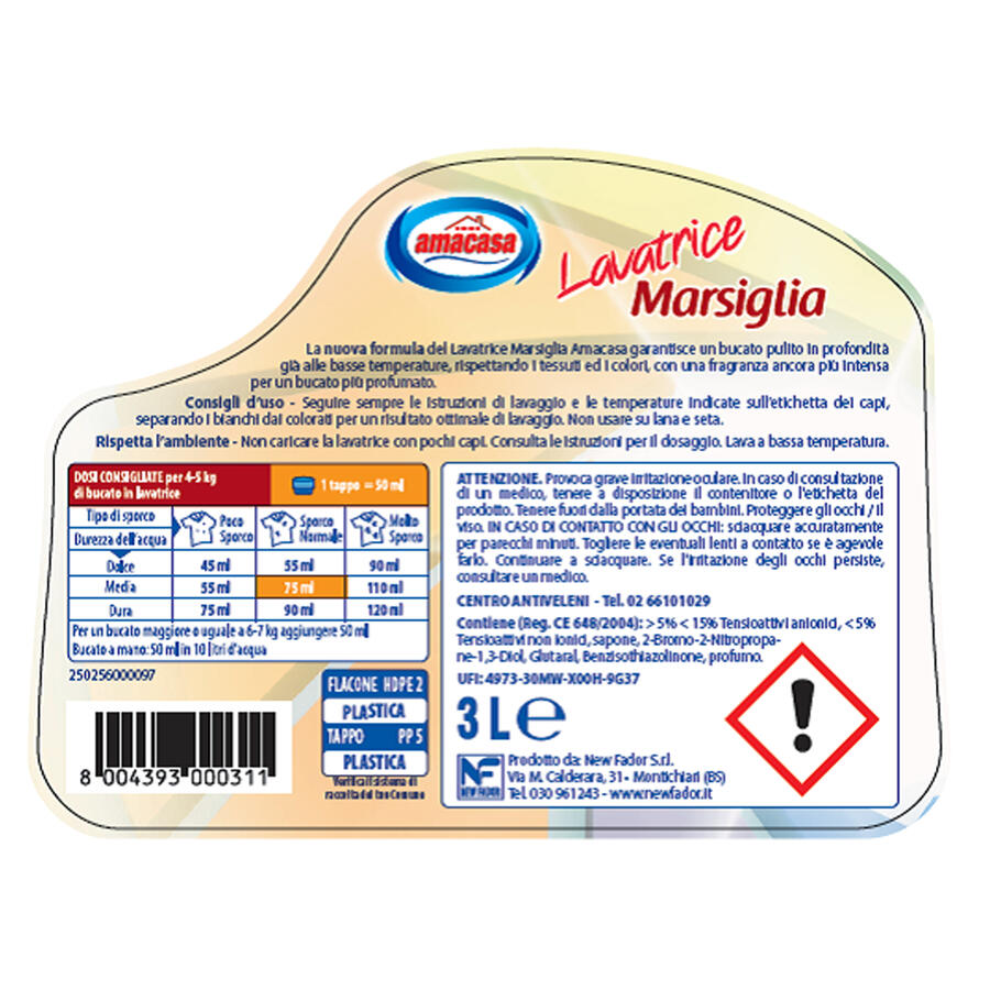 Detersilo Liquido per Lavatrice Marsiglia 3 lt AMACASA