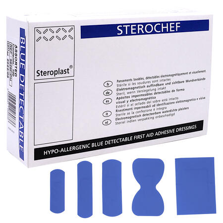 Scatola 100 Cerotti Assortiti in 5 misure BLU DETECTABLE PVS
