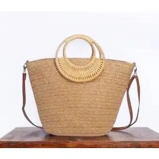 Borsa a mano con manico in legno corda