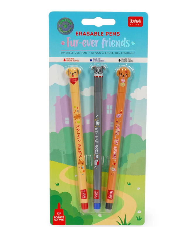 Set di 3 Penne Gel Cancellabili Fur-ever Friends