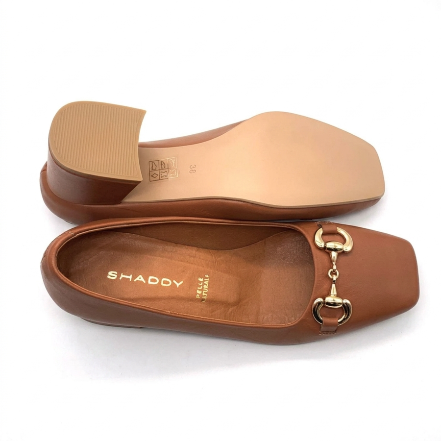 Shaddy Mocassino con tacco cuoio