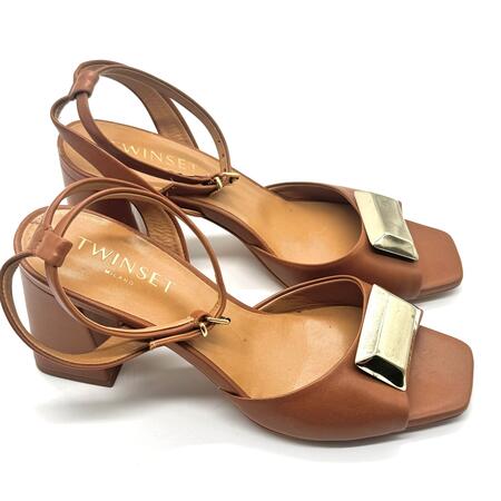 Sandali Twinset Milano Donna in pelle Cuoio 
