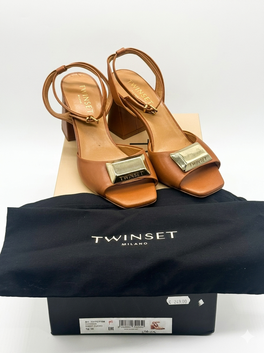 Sandali Twinset Milano Donna in pelle Cuoio 