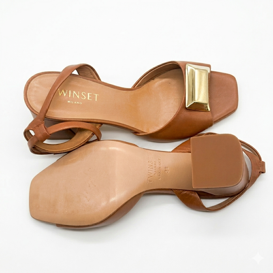 Sandali Twinset Milano Donna in pelle Cuoio 