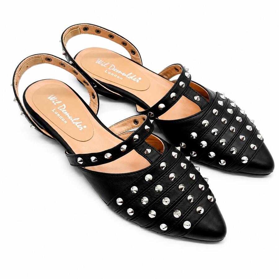 Wil Demulder London Ballerine slingback nere con borchie 