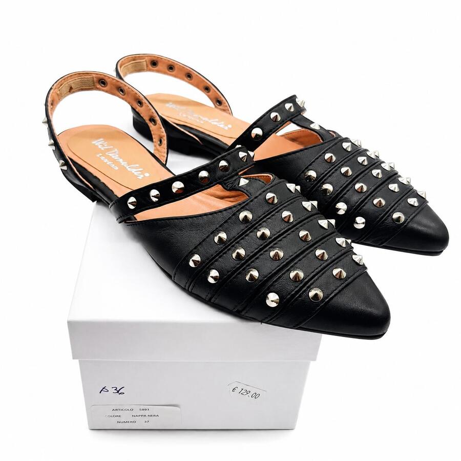 Wil Demulder London Ballerine slingback nere con borchie 