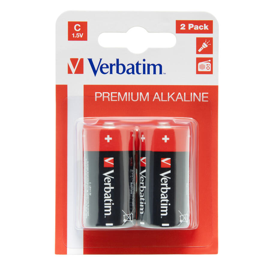 Batterie Alkaline MEZZA TORCIA C VERBATIM - conf. 2 pile