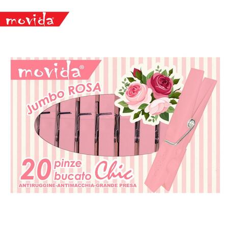 MOVIDA MOLLETTE BUCATO 20 PEZZI IN PLASTICA ROSA (Confezione da 12 pezzi)