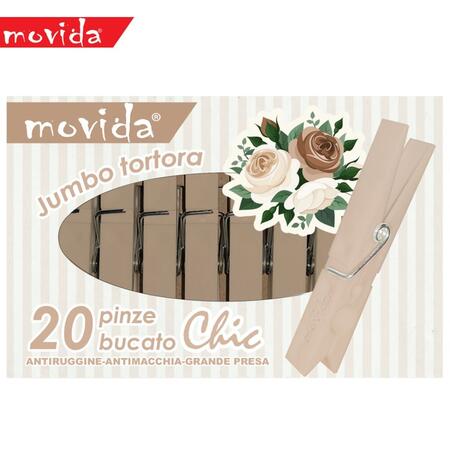 MOVIDA MOLLETTE BUCATO 20 PEZZI IN PLASTICA TORTORA (Confezione da 12 pezzi)