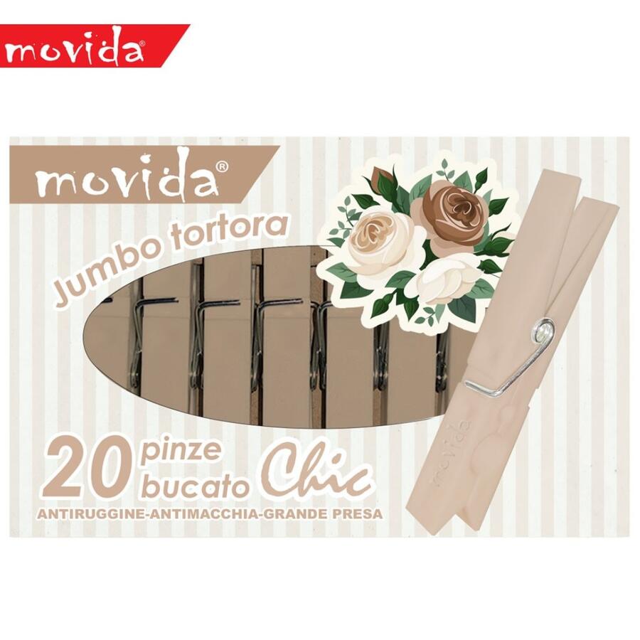MOVIDA MOLLETTE BUCATO 20 PEZZI IN PLASTICA TORTORA (Confezione da 12 pezzi)
