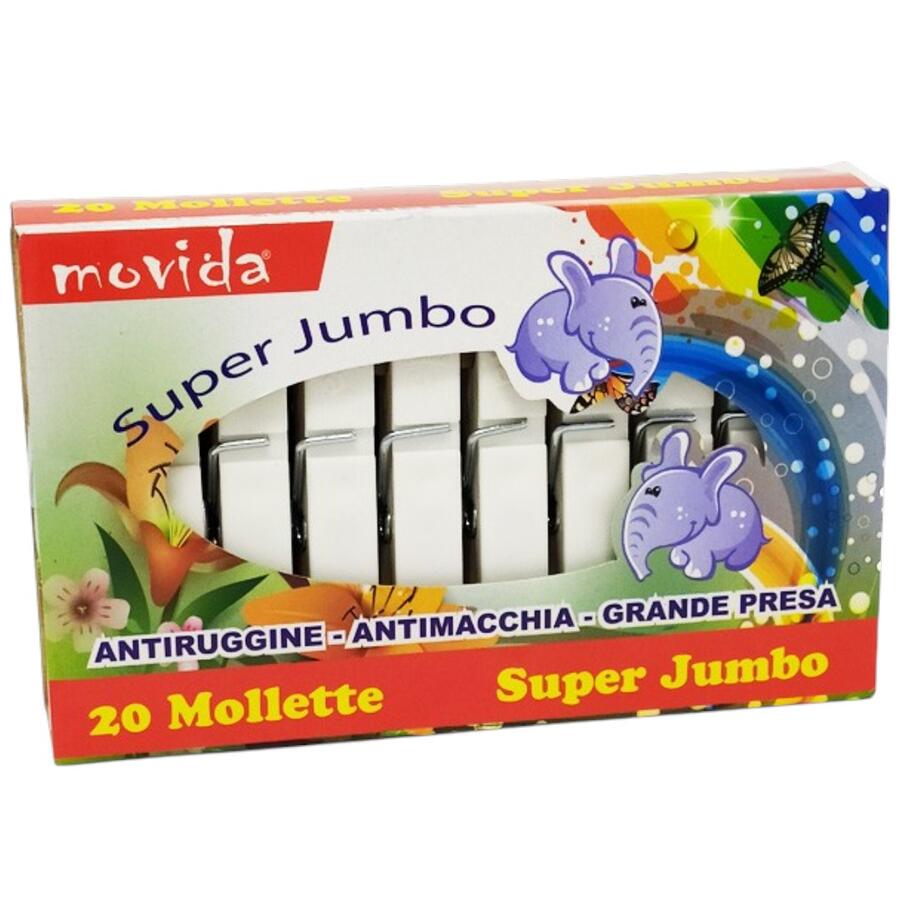 MOVIDA MOLLETTE BUCATO 20 PEZZI IN PLASTICA SUPER JUMBO (Confezione da 6 pezzi)