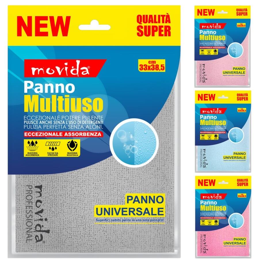 MOVIDA PANNO MULTIUSO PVA 33X38,5 CM (Confezione da 6 pezzi) 