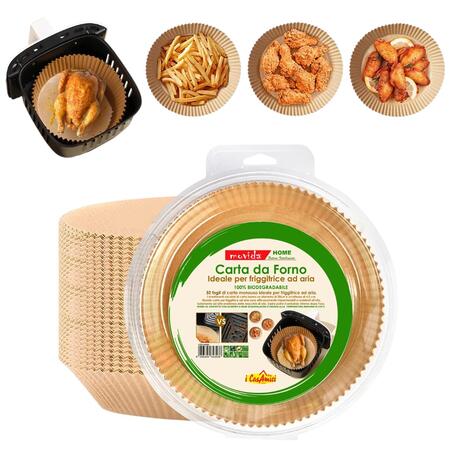 MOVIDA CARTA FORNO PER FRIGGITRICE AD ARIA 50 PEZZI 16X4,5 CM (Confezione da 12 pezzi) 
