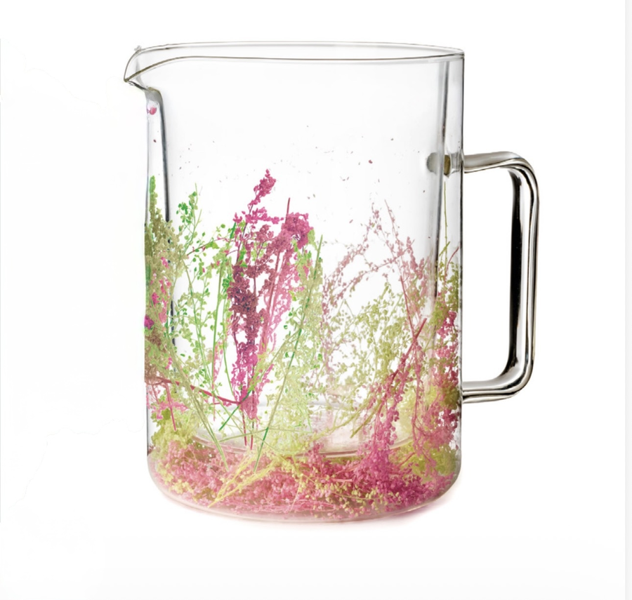 Onlylux brocca in vetro Twigs Flovers verde e rosa 1,1 litri.