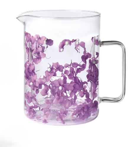 Onlylux brocca in vetro Pearls Flovers lilla e bianco 1,1 litri.