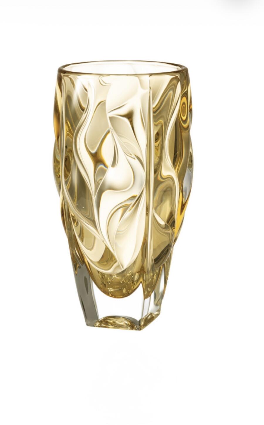 Onlylux vaso cristallo ambra collezione Onde altezza 30 cm.