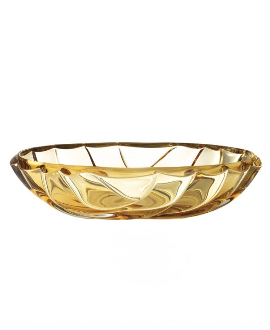 Onlylux centrotavola cristallo ambra collezione Onde diametro 38 cm.