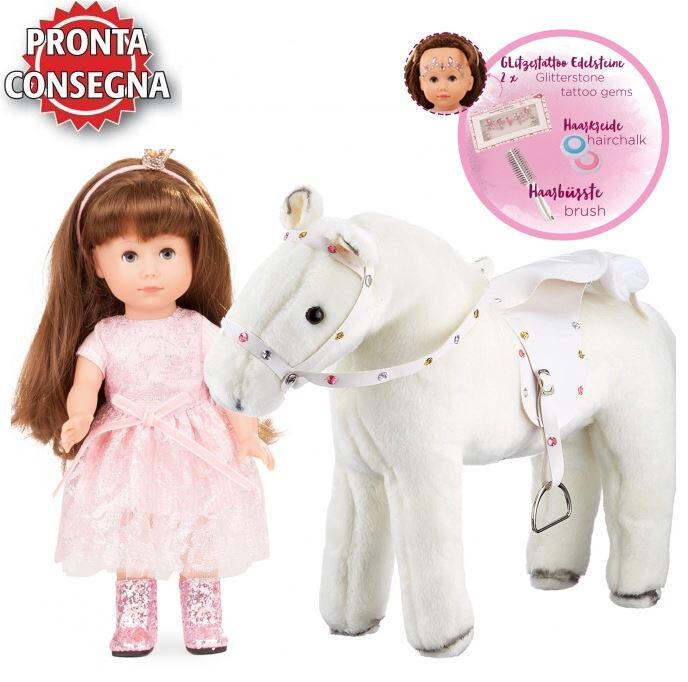Bambola in Vinile Principessina Chloe  con Cavallo Bianco Fulmine Originale di Gotz  SOTTOCOSTO