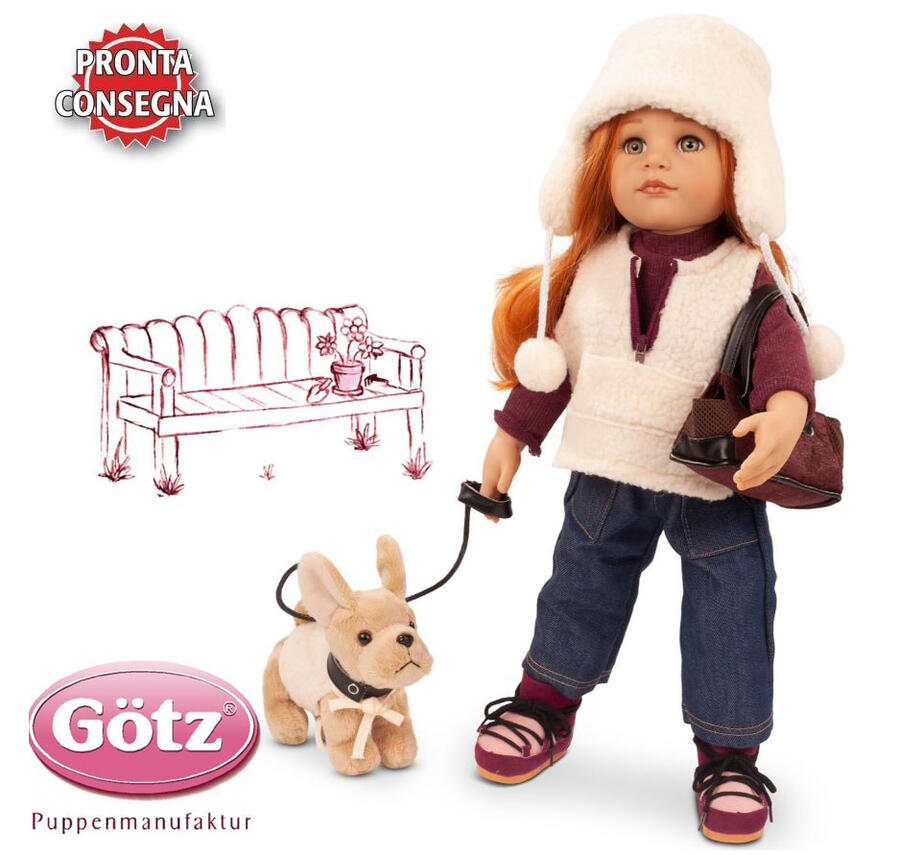 Bambola in Vinile Hannah e il suo cane completa di cagnolino in peluche Edizione Numerata Originale di Gotz SOTTOCOSTO