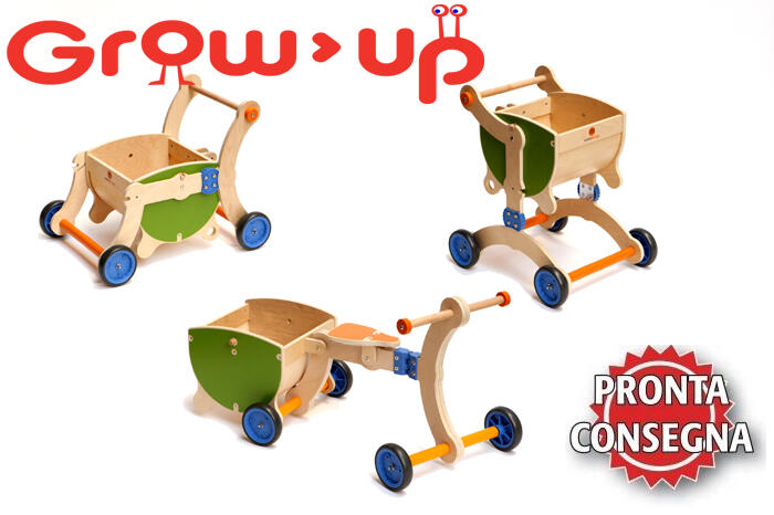 Girello Cavalcabile e Carrello in legno per Bambini Grow UP di Mishi Design SOTTOCOSTO