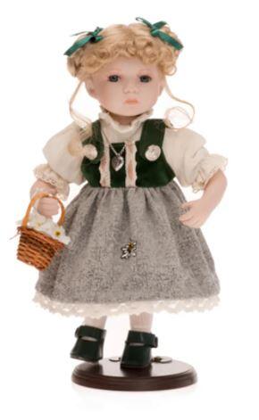 Bambola da Collezione in Porcellana Vestito Tirolese con Bella gonna Damascata RF Collection  SOTTOCOSTO