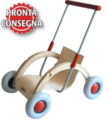 Carrozzina per le Bambole in Legno Naturale SIBIS  "Troll" per Bambine di Sirch  Sottocosto