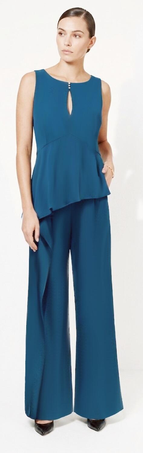 5-0016 Drop-front jumpsuit with double right side panel