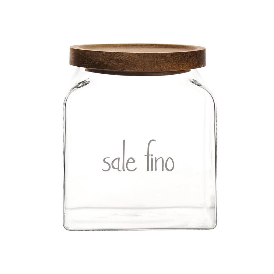 Simple Day barattolo cucina sale fino vetro acacia 12x12x14 cm.