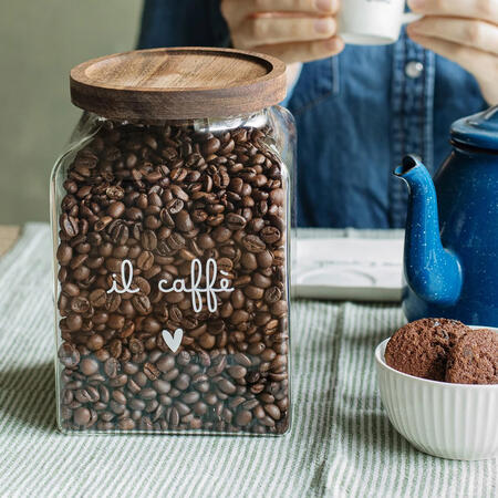 Simple Day barattolo caffè vetro borosilicato acacia 12x12x18 cm.