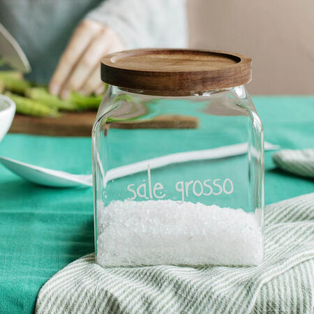 Simple Day barattolo cucina sale grosso vetro acacia 12x12x14 cm.