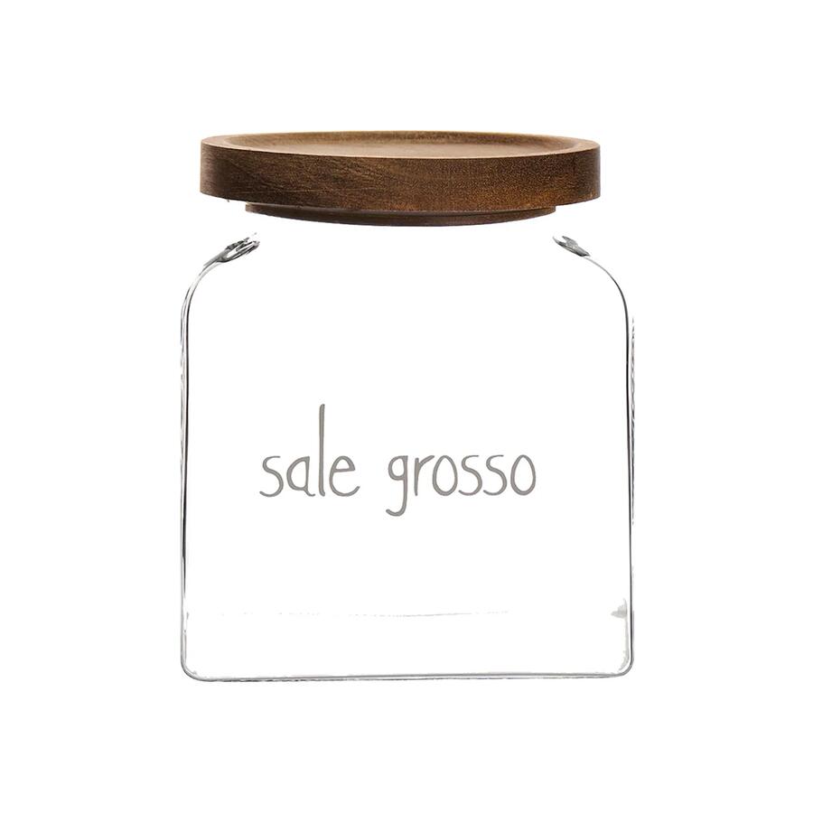 Simple Day barattolo cucina sale grosso vetro acacia 12x12x14 cm.