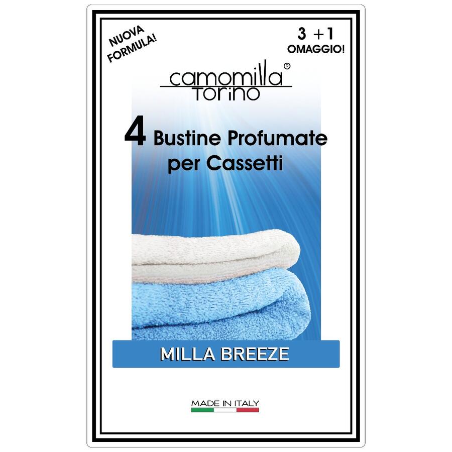  CAMOMILLA TORINO 4 BUSTINE PROFUMATE PER CASSETTI MILLA BREEZE (Confezione da 12 pezzi)