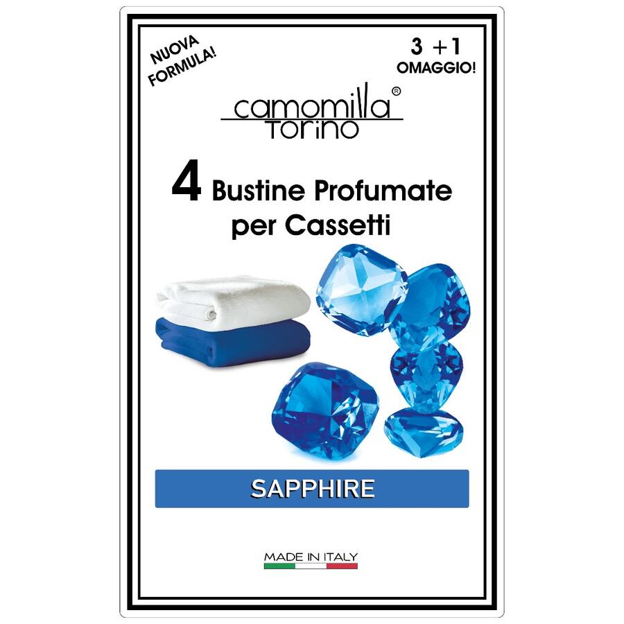  CAMOMILLA TORINO 4 BUSTINE PROFUMATE PER CASSETTI SAPPHIRE (Confezione da 12 pezzi)