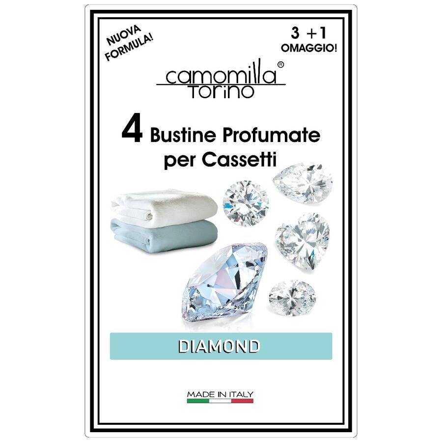 CAMOMILLA TORINO 4 BUSTINE PROFUMATE PER CASSETTI DIAMOND (Confezione da 12 pezzi)