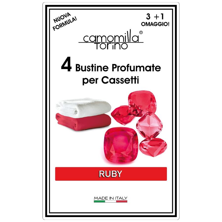  CAMOMILLA TORINO 4 BUSTINE PROFUMATE PER CASSETTI RUBY (Confezione da 12 pezzi)