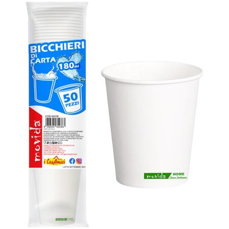 MOVIDA BICCHIERI ACQUA CARTA 50 PEZZI 180 ML (Confezione da 20 pezzi) 